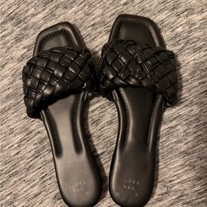 a new day Black Woven Slide Sandals